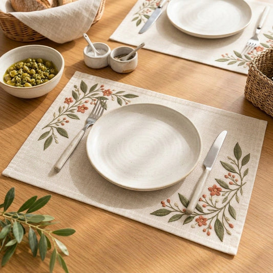 zqvpxk Botanical Embroidered Placemat