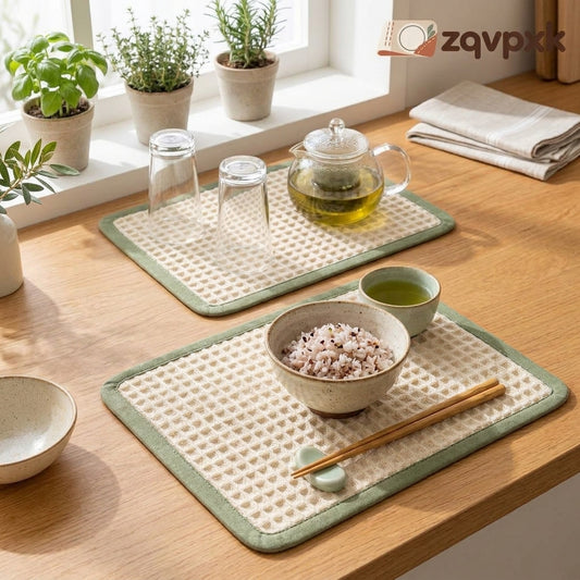 zqvpxk Waffle-Weave Trimmed Placemat