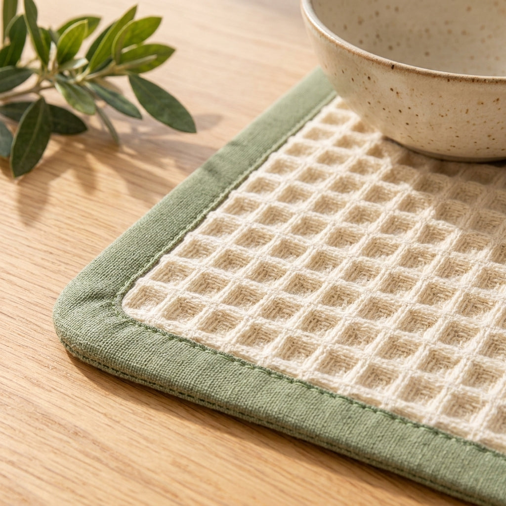 zqvpxk Waffle-Weave Trimmed Placemat
