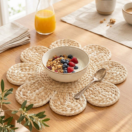 zqvpxk Flower-Shaped Woven Placemat