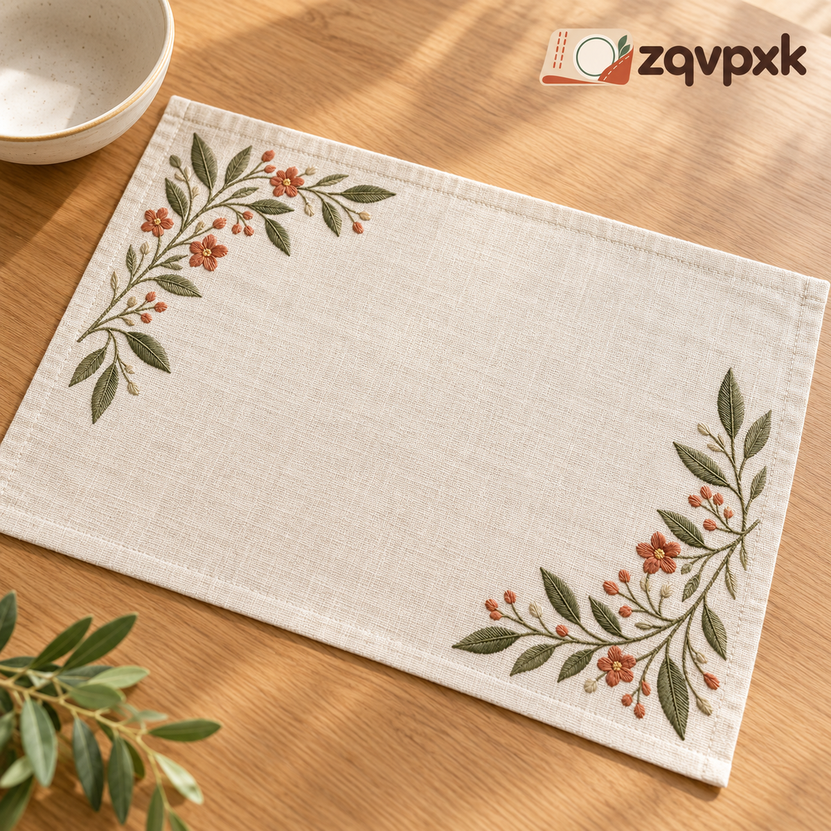 zqvpxk Botanical Embroidered Placemat