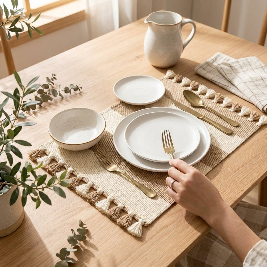 zqvpxk Striped Tassel Placemat