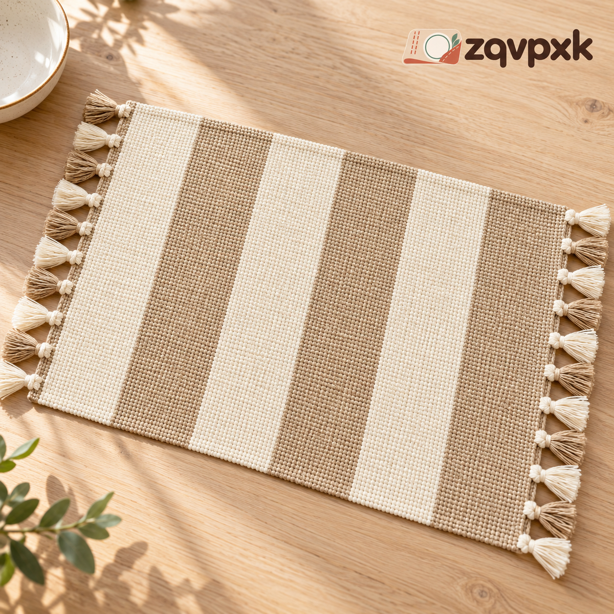 zqvpxk Striped Tassel Placemat